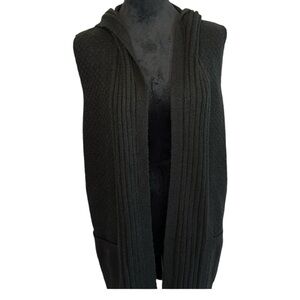 NWT Verve Ami Black Long Hooded Sweater Vest in Size‎ 1X